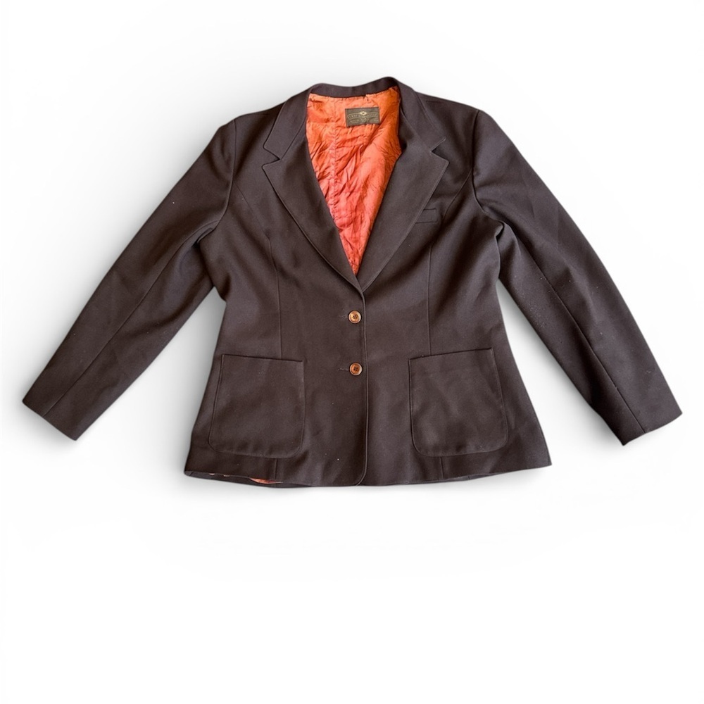 Levi's Women's Dark Brown Blazer with Vibrant Orange Lining